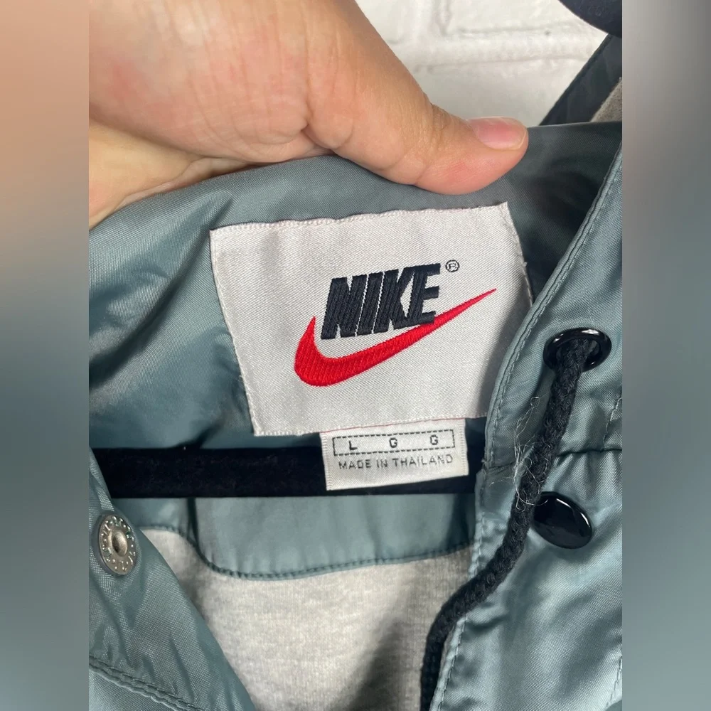 Vintage Nike hooded windbreaker‎ jacket gray, lightweight Size Large 90s
